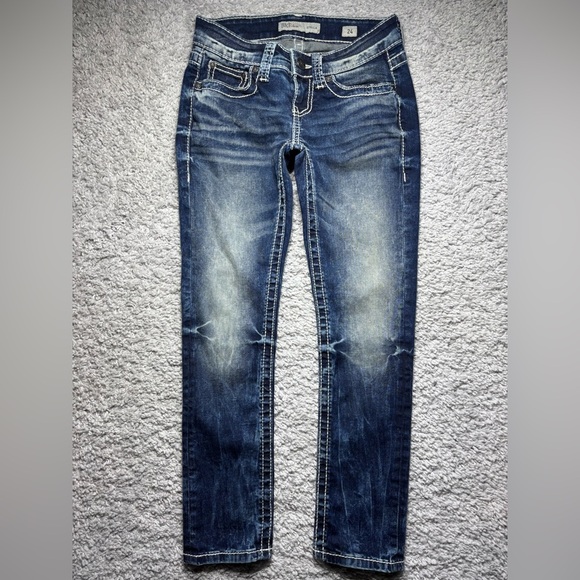 BKE Denim Jeans Womens 24 Stella Straight Stretch Low Rise Big Stitch Rodeo - Picture 1 of 5